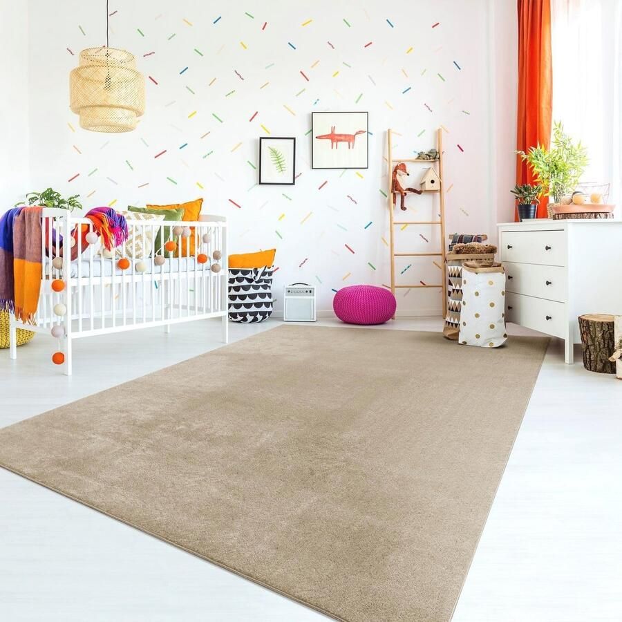 Vloerkleed Rond Kinderen Pastel Effen Kleur Modern Wasbaar