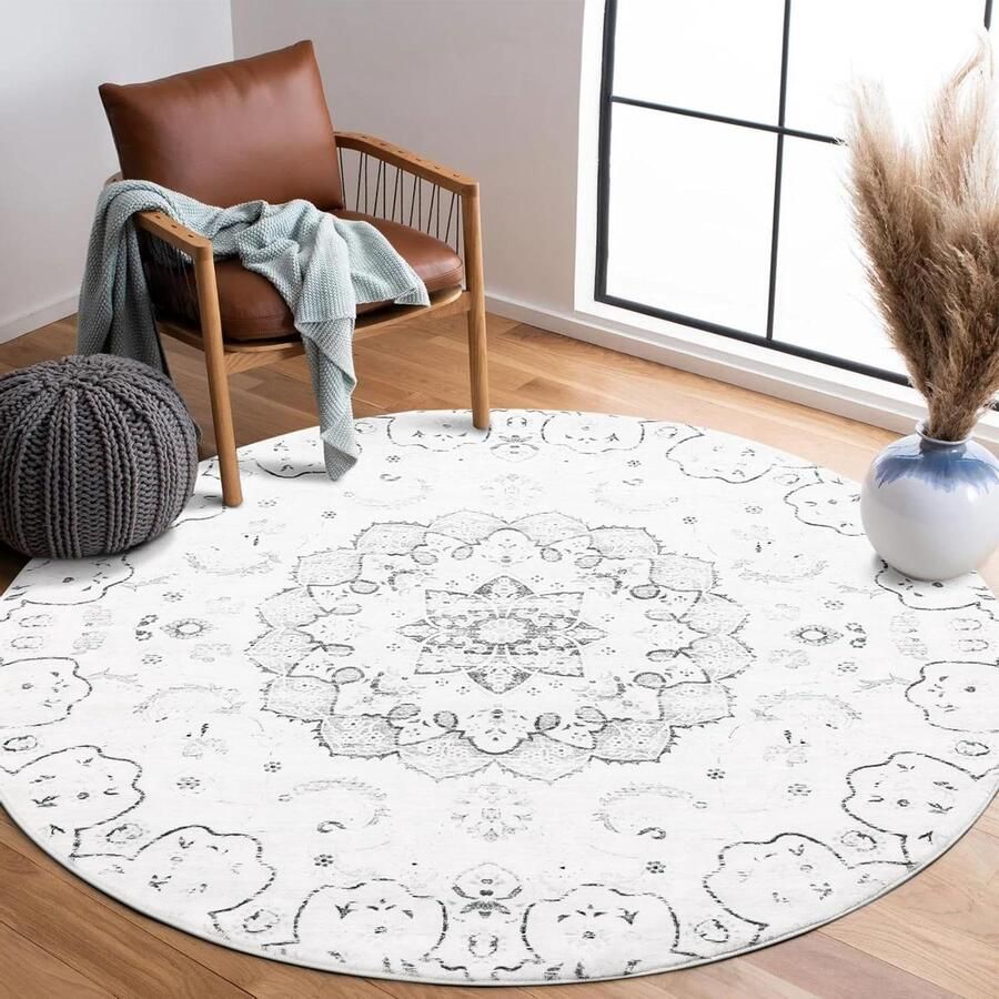 Vloerkleed Rond Zacht en Wollig 1 stuk Grijs 120 cm