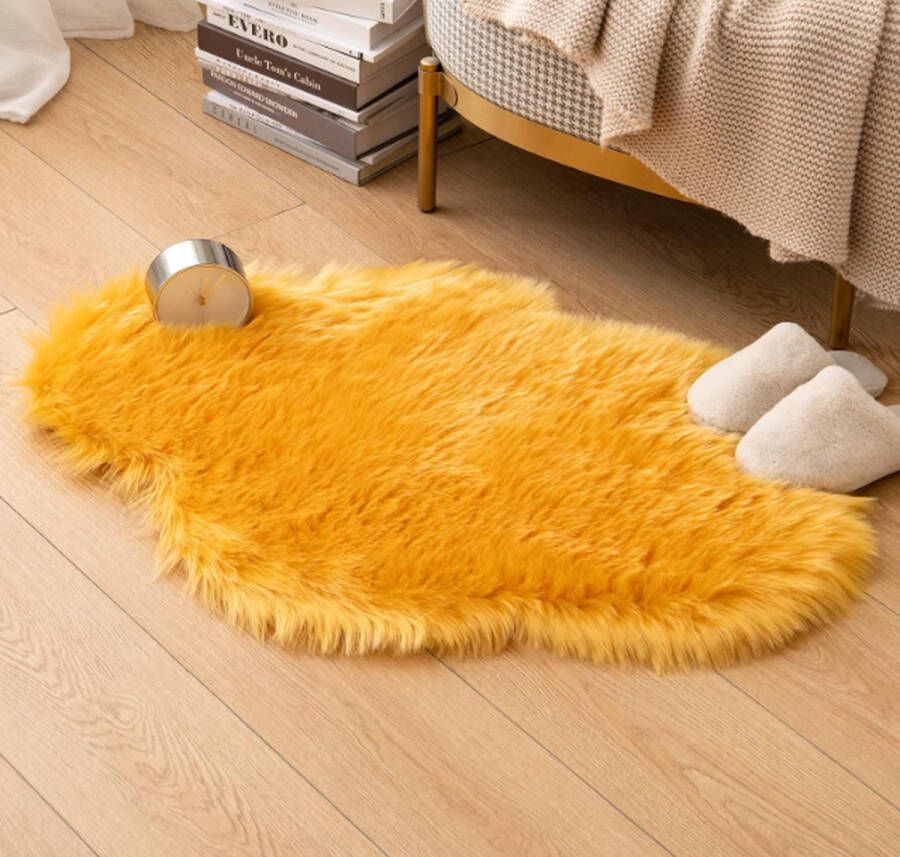 Vloerkleed Tapijt 60x90cm Imitatiebont Suède Badkamer Slaapkamer Woonkamer Decoratie Zacht en Warm Kleed Oranje - Foto 2