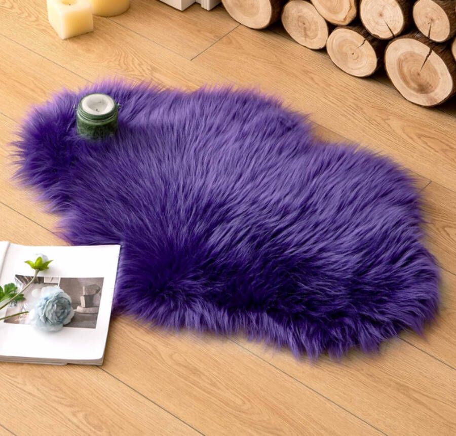 Vloerkleed Tapijt 60x90cm Imitatiebont Suède Badkamer Slaapkamer Woonkamer Decoratie Zacht en Warm Kleed Paars