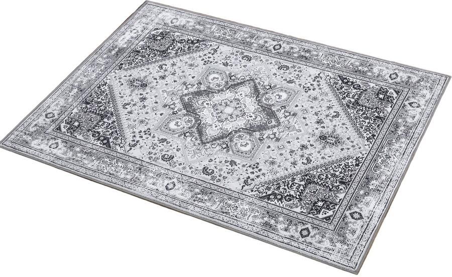 Vloerkleed – Tapijt – Lopertapijt – Speeltapijt – Antislipkleed – Laagpolig – Machinewasbaar – Lichtgewicht – Bohemian Vintage Grijs