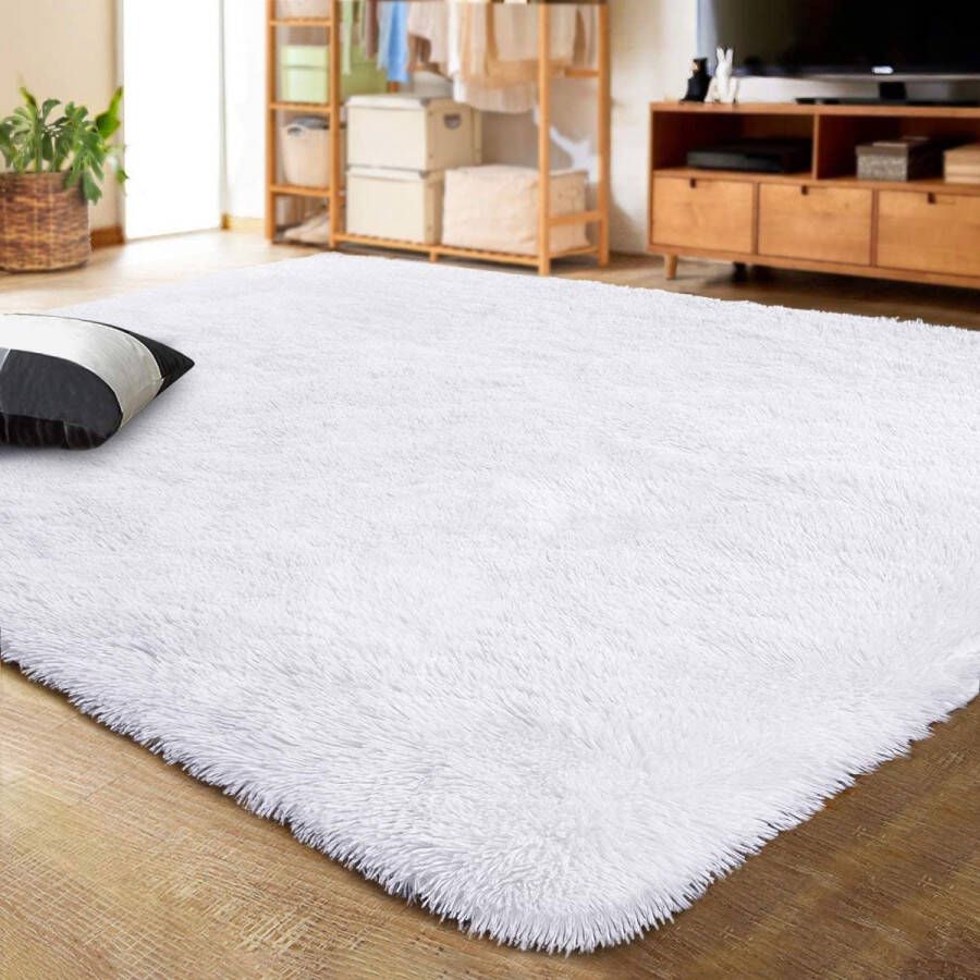 Vloerkleed Tapijt Woonkamer Wit 160 x 200 CM Effen Modern