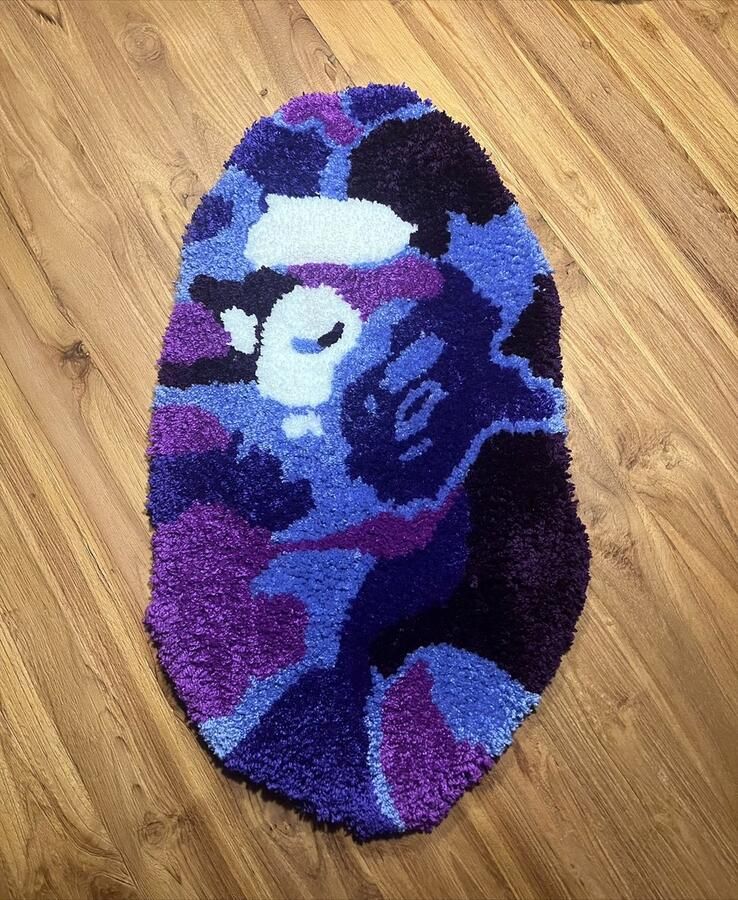 Vloerkleed Tufted Rug Gepersonaliseerd Tuft Kleed Bape Paars Camo 51x28cm