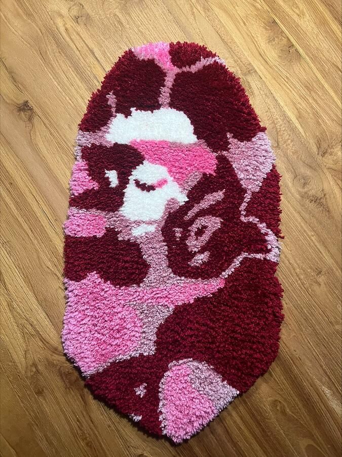 Vloerkleed Tufted Rug Gepersonaliseerd Tuft Kleed Bape Roze Camo 50x27cm