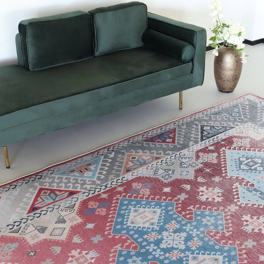 Lizzely Garden & Living Vloerkleed vintage 200x350cm grijs rood perzisch oosters tapijt