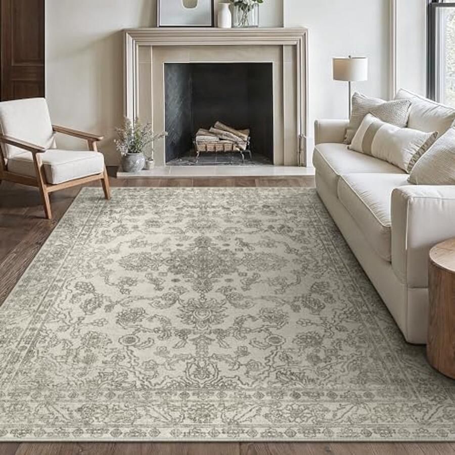 Vloerkleed Vintage Machinewasbaar Coffee Bruin 160x230CM Antislip Rug voor Woonkamer Slaapkamer en Eetkamer