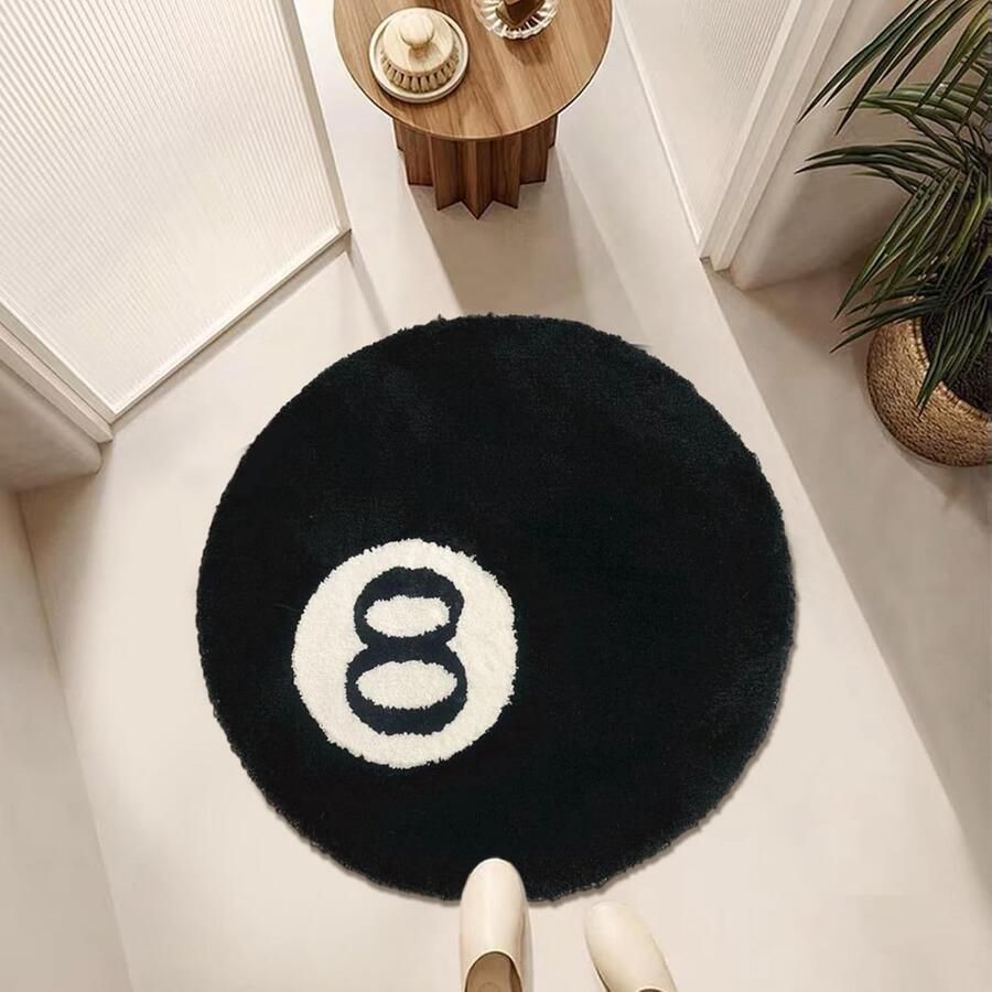 Vloerkleed voor 8 ballen zwart-wit cirkeltapijt 60 cm