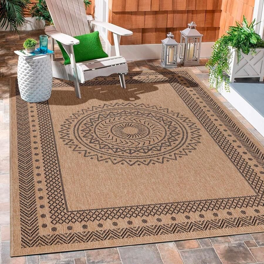 Vloerkleed voor binnen en buiten Boheemse look weertypebestendig 140 x 200 cm