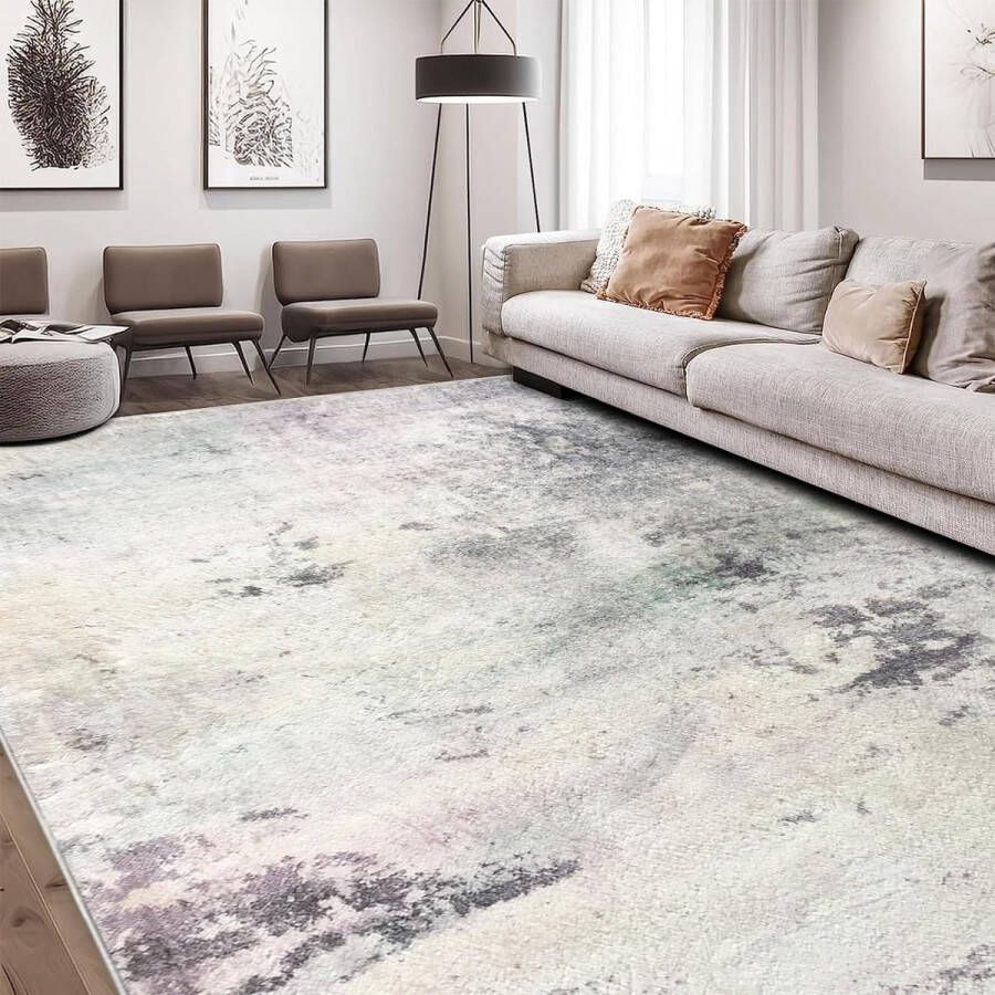 Vloerkleed voor de woonkamer laagpolig abstract tapijt voor woonkamer slaapkamer eetkamer antislip zacht modern tapijt groot (grijs multi 200 x 250 cm)