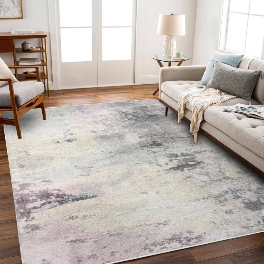 Vloerkleed voor de woonkamer laagpolig abstract tapijt voor woonkamer slaapkamer eetkamer antislip zacht modern tapijt groot (grijs multi 200 x 300 cm)