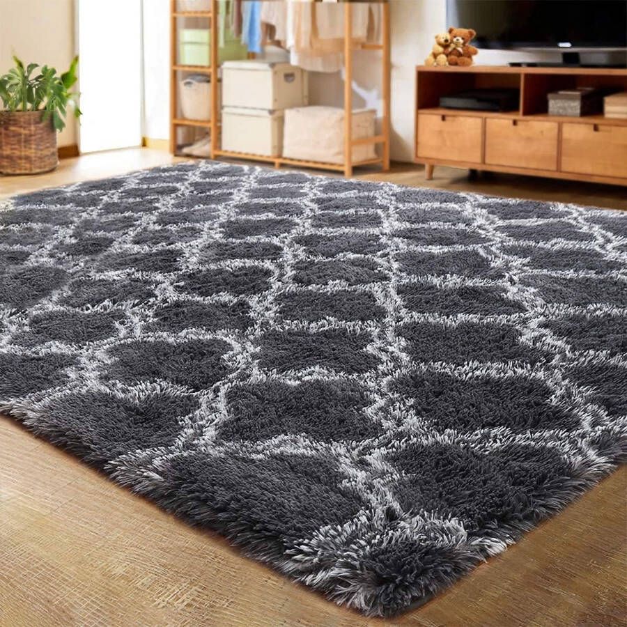 Vloerkleed voor de woonkamer superzacht fluweel hoogpolig woonkamertapijt antislip modern langpolig tapijt voor woonkamer slaapkamer