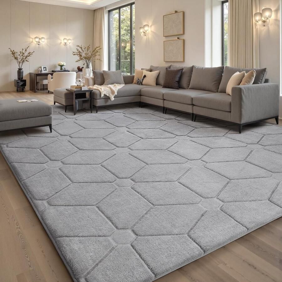 Woonkamer Vloerkleed Zacht Tapijt Ontspannen Thuis Super Zachte Vezels 160 x 230 cm Grijs