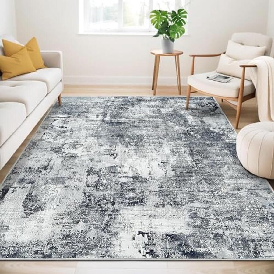 Vloerkleed voor Woonkamer en Slaapkamer 160 x 230 cm Laagpolig Abstract Vintage Design Wasbaar en Antislip