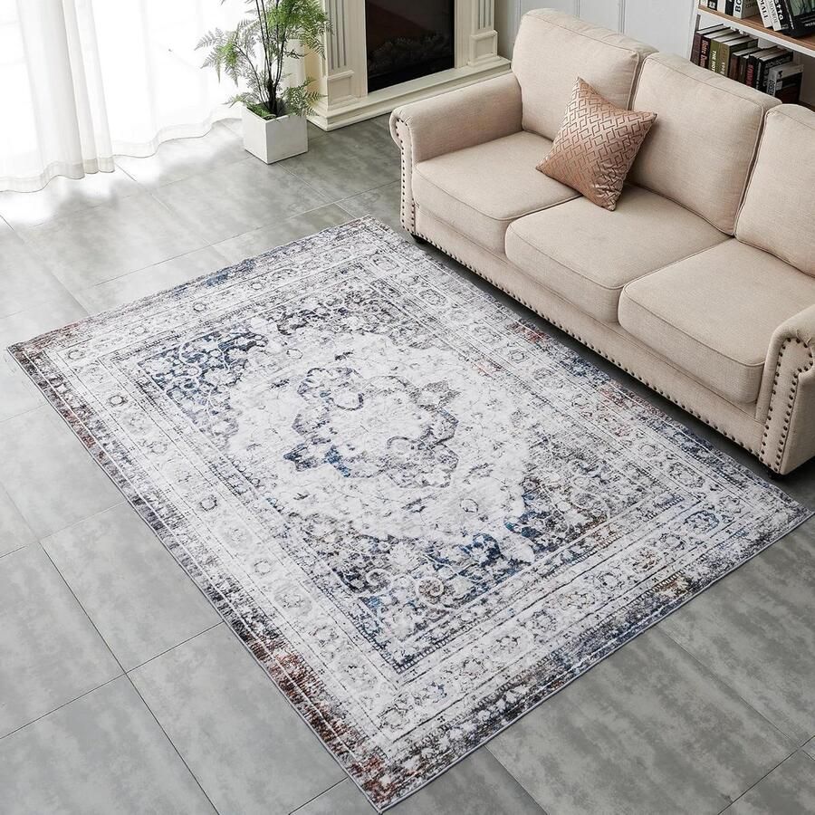 Vloerkleed Lichtblauw Wasbaar Antislip 1 stuk 200 x 300 cm