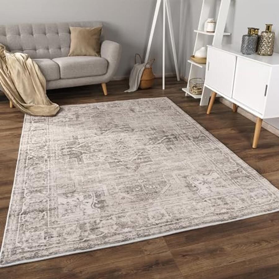 Vloerkleed voor Woonkamer met Oriëntaals Patroon Korte Pool 60x100cm Beige