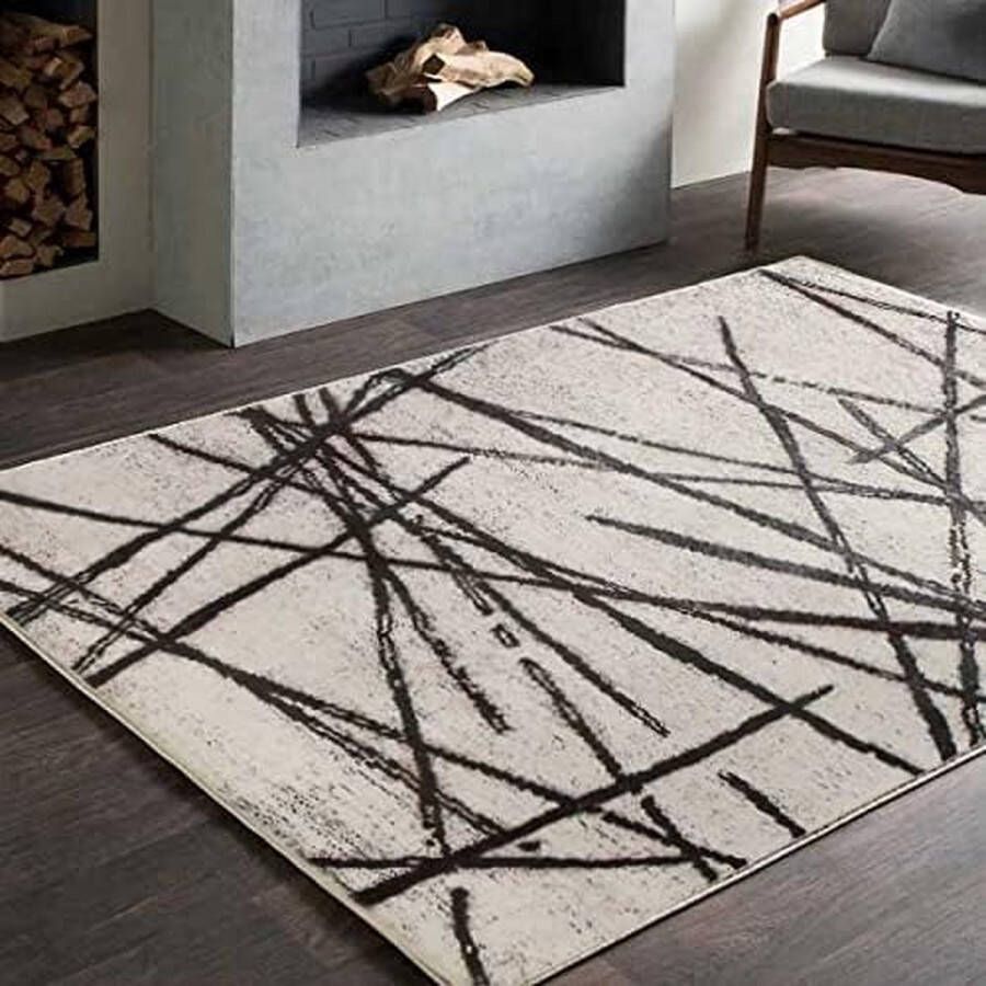 Vloerkleed voor woonkamer slaapkamer artistiek Boheems uniek zacht laagpolig chic vintage oosters tapijt voor slaapkamer (beige 120 x 160 cm)
