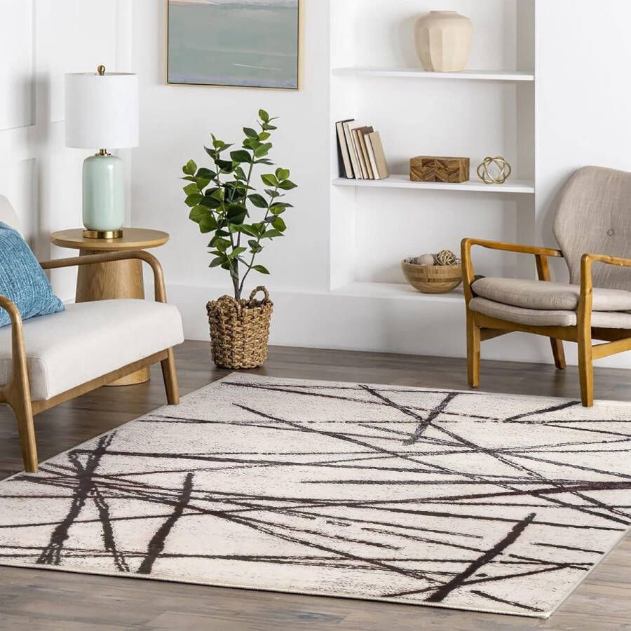 Vloerkleed voor woonkamer slaapkamer artistiek Boheems uniek zacht laagpolig chic vintage oosters tapijt voor slaapkamer (beige 120 x 160 cm)