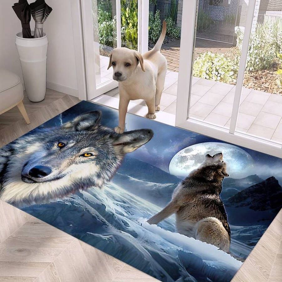 Vloerkleed wolven anti-slip tapijt keukenkleed salontafel kleed woonkamer slaapkamer foam 80 x 120 cm