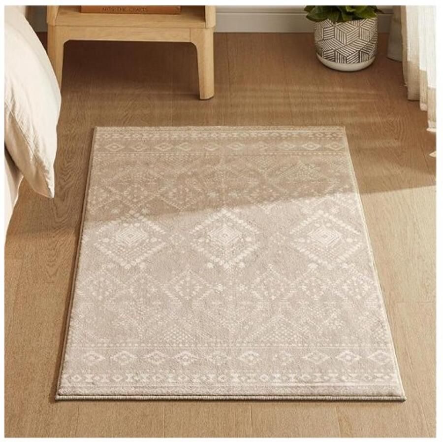 Vloerkleed WOONKAMER Anti-Slip Tapijt Machinewasbaar Cappuccino Beige