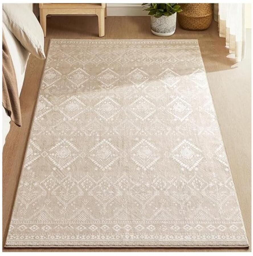 Vloerkleed – WOONKAMER Antislip Tapijt – Machinewasbaar Beige