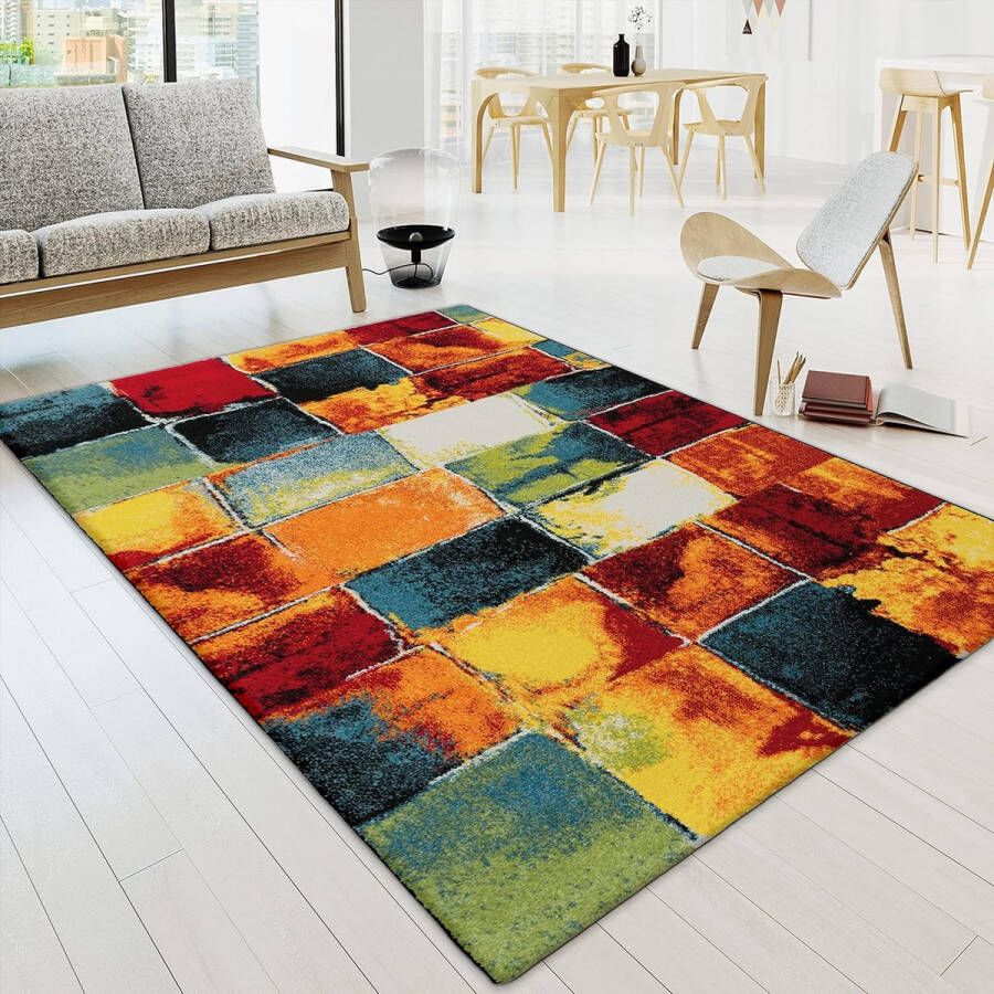 Vloerkleed Woonkamer Laagpolig Modern Vintage Patroon Abstract Veelkleurig Maat:80x150 cm Kleur:Veelkleurig 6