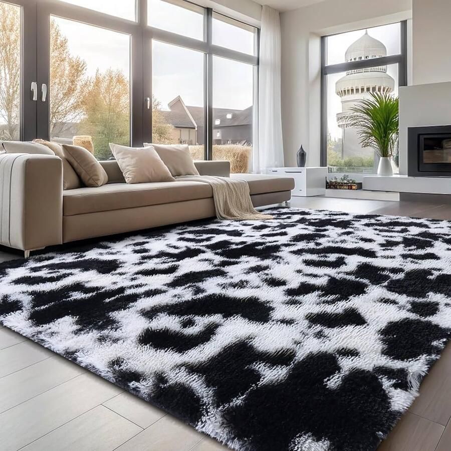 Vloerkleed Woonkamer Melkkoe 120 x 160 cm Polyester