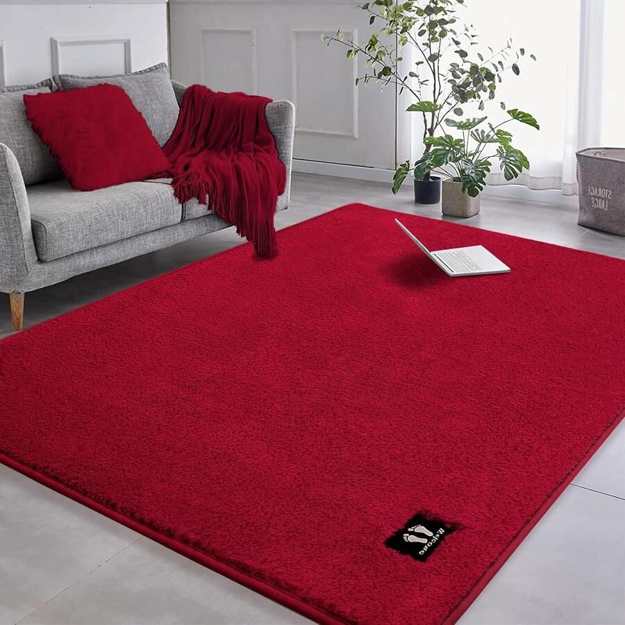 Vloerkleed Woonkamer Modern & Zacht 1 stuk Rood Laagpolig 160 x 120 cm