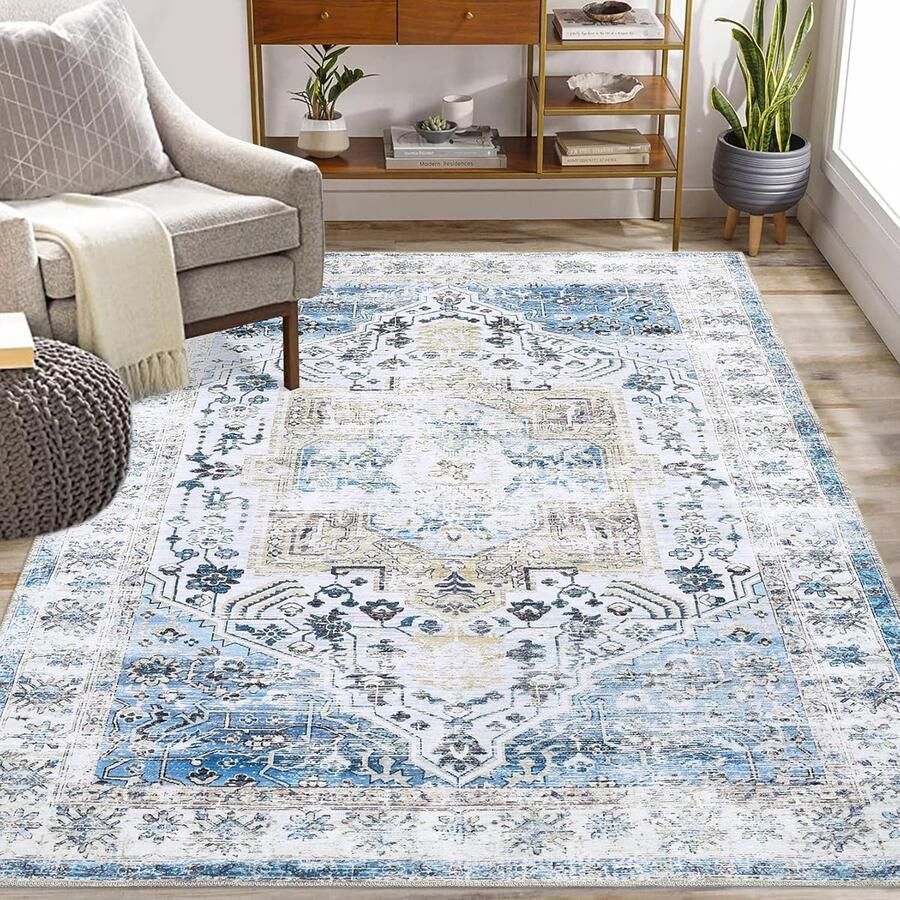 Vloerkleed woonkamer superzacht en wasbaar 160 x 230 blauw