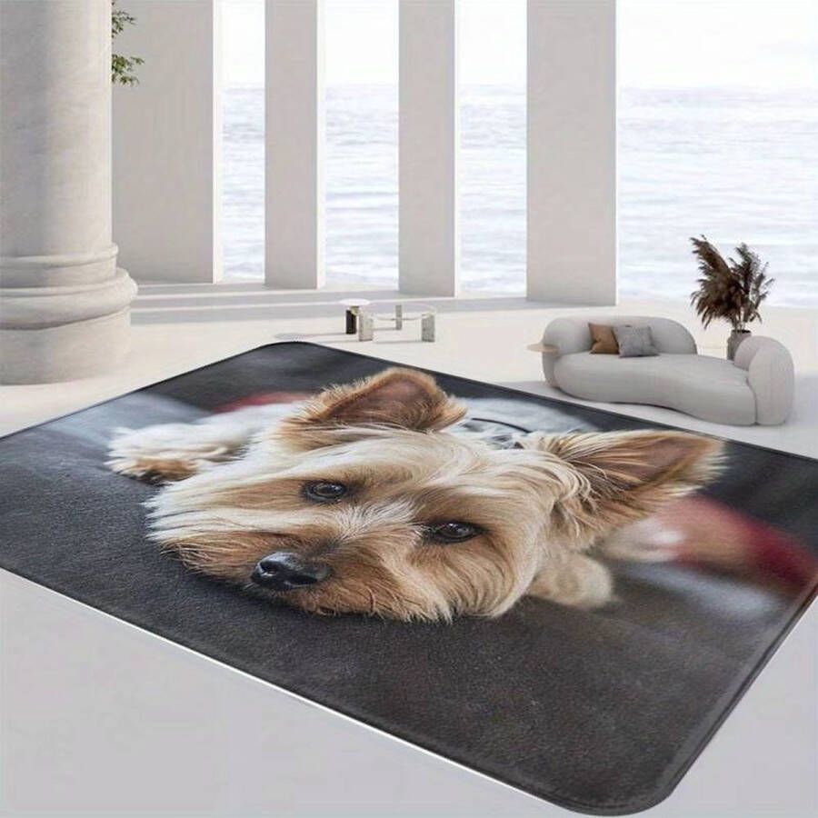 Vloerkleed Yorkse terrier anti-slip tapijt keukenkleed salontafel kleed woonkamer slaapkamer foam 120 x 160 cm