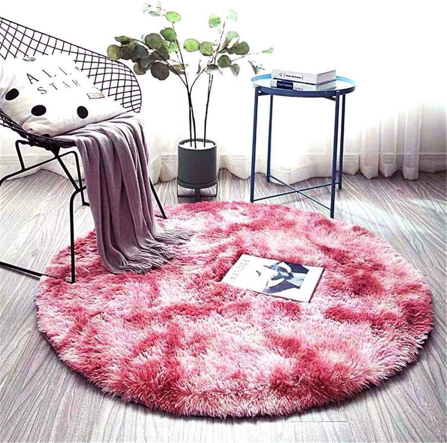 Vloerkleed zacht tapijt antislip yogamat slaapkamer vloer bank shaggy zijdeachtig pluche tapijt (roze paars 100 x 100 cm)