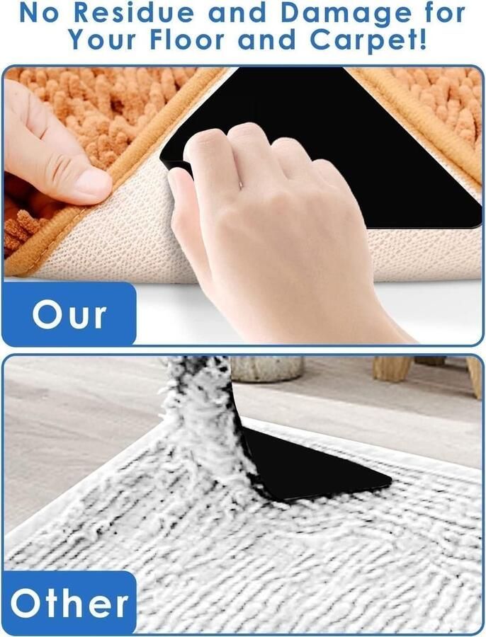 Vloerkleedpads grijpers antislip tapijtpads herbruikbare en wasbare tapijtpad grijper voor vloerkleden tapijtpads tapijthoek (10 stuks)