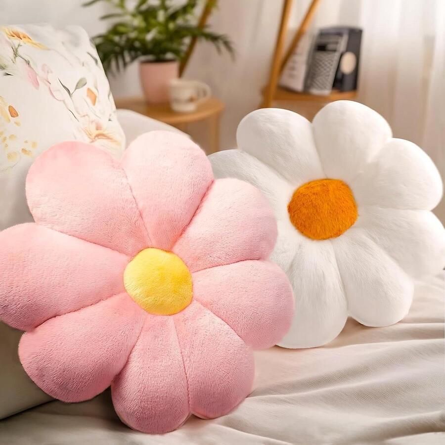 Inovra Plus Set van 2 Bloemen Vloerkussens 40cm Zacht Gevuld Zitkussen 3D Bloem Design Voor Kinderkamer Auto Bank Stoel Comfortabel en Schattig Geschikt voor Tatami