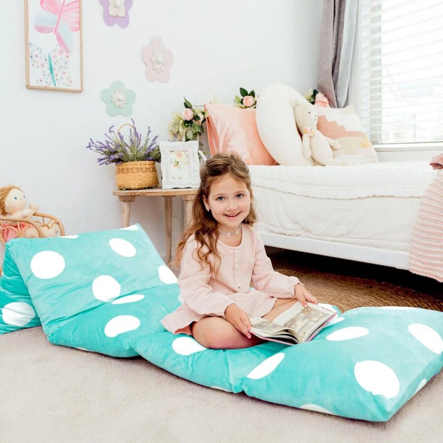 Vloerkussen Bed Lounger Cover Gezellig Stijlvol voor Kinderen Volwassenen Fauteuil Vloerkussen voor ultiem comfort Peuter Dutje Mat Alleen hoes Aqua Polka Dot King