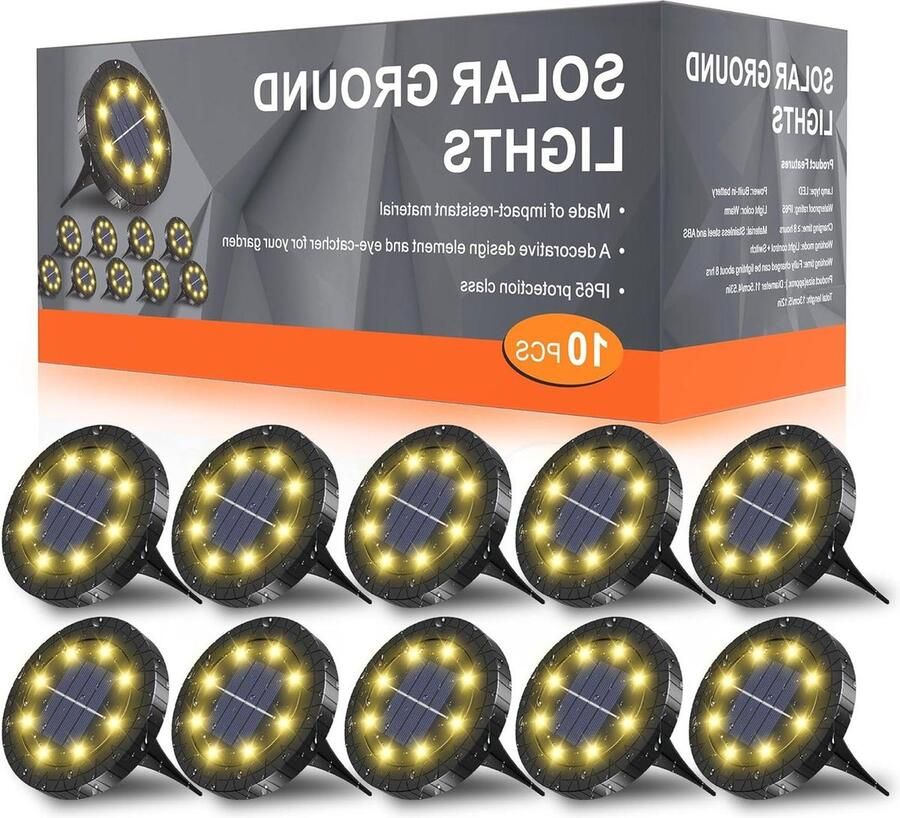 Vloerlamp Set van 10 Zonnelampen Outdoor Tuin Waterdicht IP65 Warm Wit 6000K Solar LED Zonnelampen