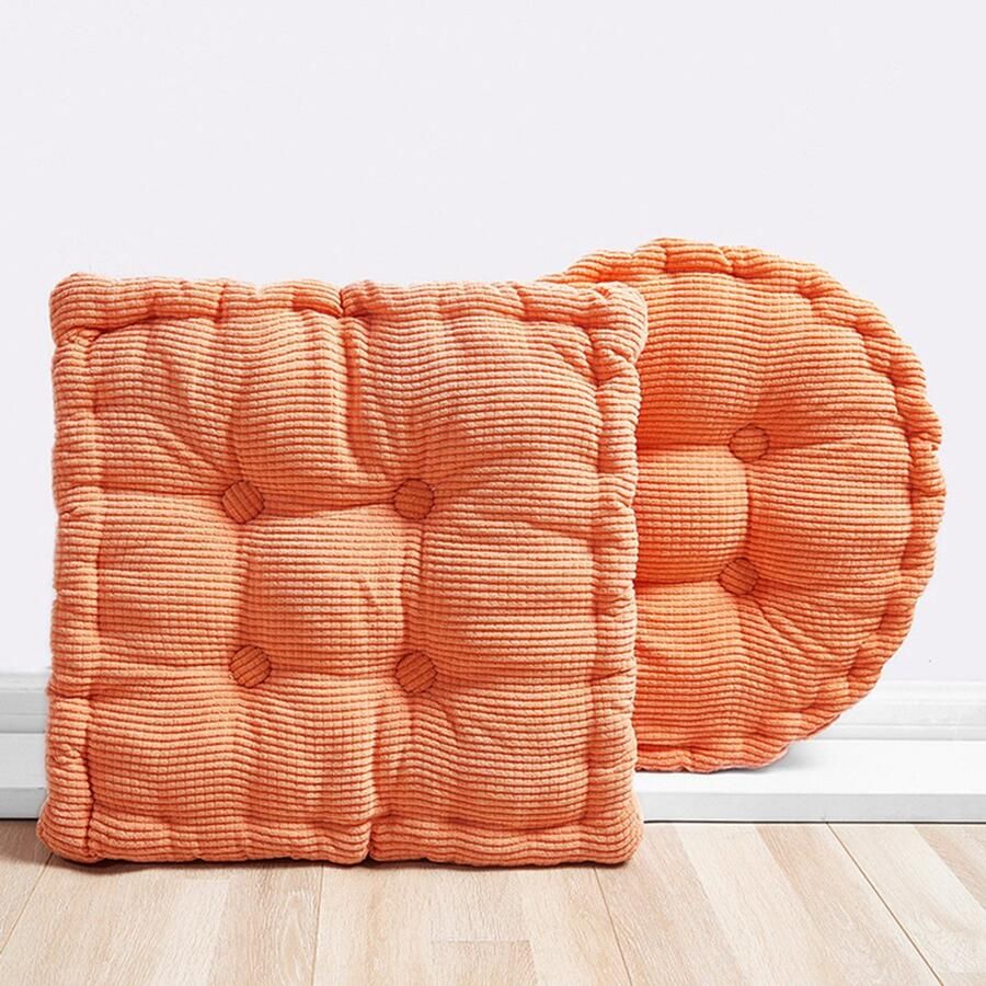 Vloermat 2-pack Meditatie vloerkussen Groot vierkant en rond Oranje corduroy Vloerzitkussen Yogamat voor balkon in de woonkamer Oranje 40*40cm Verdikt zitkussen op kantoor Vloerstoel Kussen voor stoel in klaslokaal
