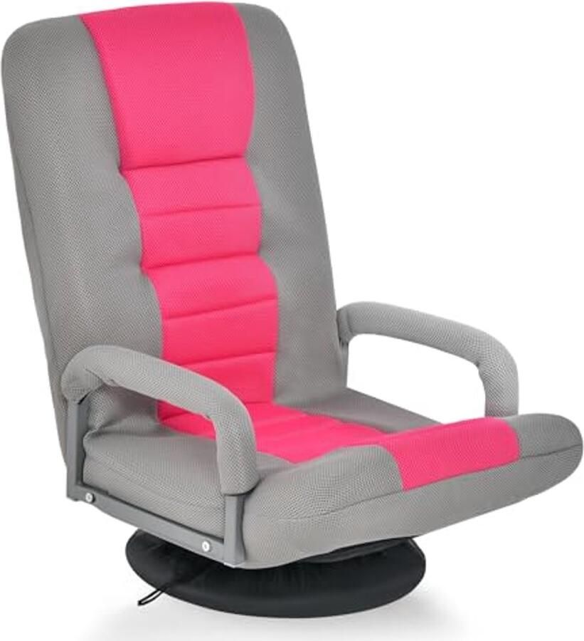 Vloerstoel 360 Graden Draaibaar met 6-Voudig Verstelbare Rugleuning Inklapbare Gamingstoel voor Thuis en Kantoor