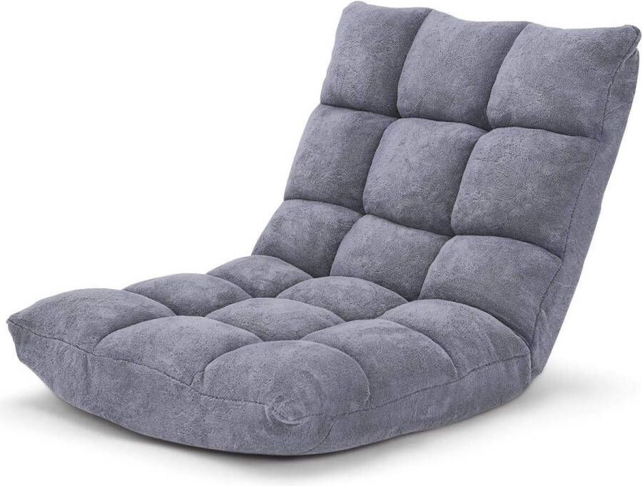 vloerstoel Floor Chair kleur meditatiestoel opvouwbaar vloersofa met instelbare rugleuning 18 faule sofa (grijs)