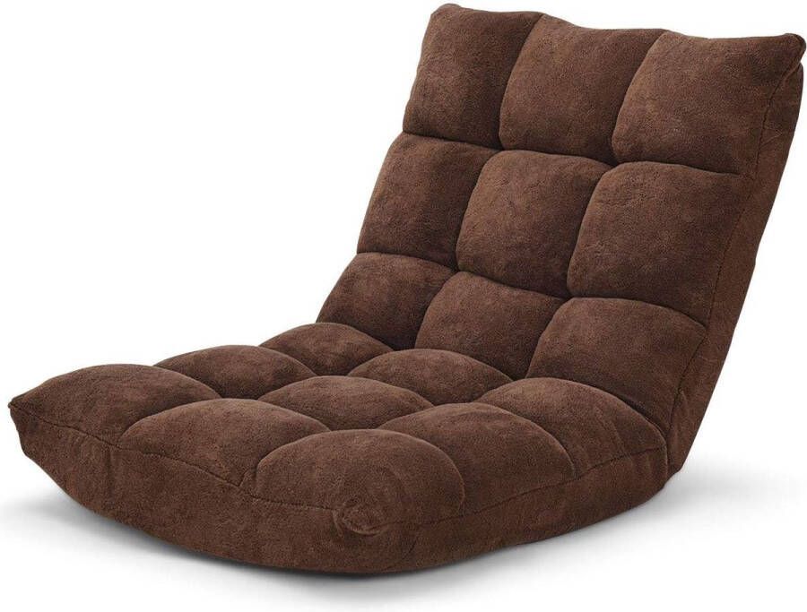 Vloerstoel Floor Chair kleurecht meditatiestoel opvouwbaar vloersofa met instelbare rugleuning 18 faule sofa (bruin)