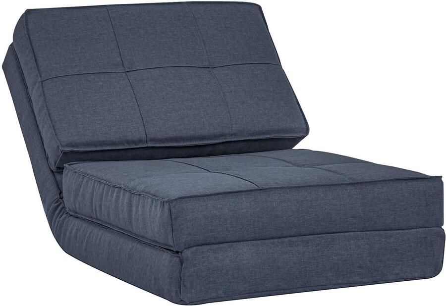 Vloerstoel – Vloerzetel – Loungestoel – Relaxstoel – Ligstoel – 5-Posities Verstelbare Rugleuning – Inclusief Compact Opvouwbaar Ontwerp – Donkerblauw