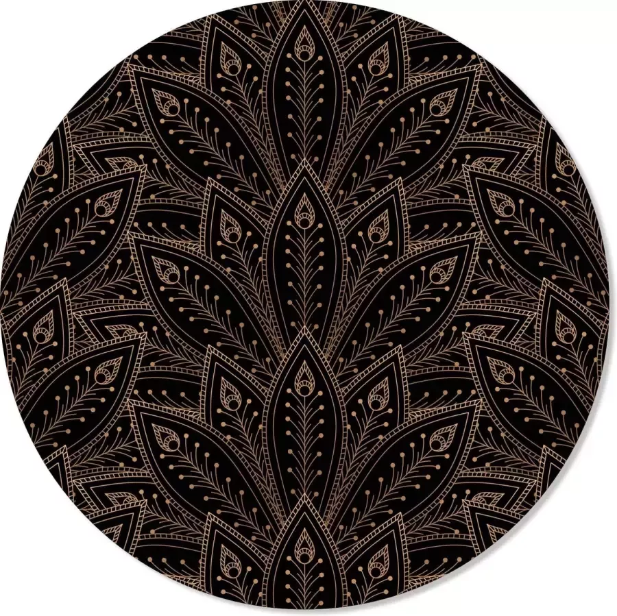 Vloerzeil Vloercirkel 90X90 Vinyl Vloerkleed Ibiza stijl Zwart Goud