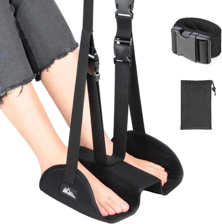 Vliegtuig Voetsteun Verstelbare Draagbare Gescheiden Voet Hangmat Onder Bureau Comfortabele Reisaccessoires Voor Vlucht Kantoor Thuis Zwart Foot rest