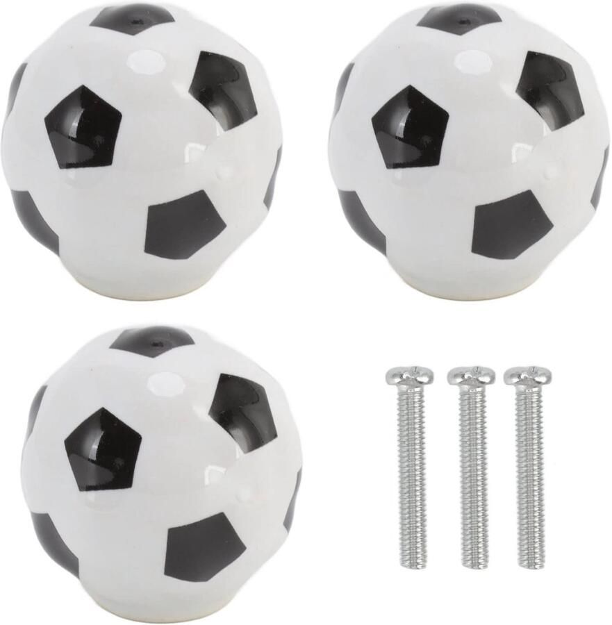 Voetbal Kast Knoppen 3 Set Keramische Lade Knoppen Voetbal Sport Thema Enkele Gat Kast Handvat Trekt Voor Kast Garderobe