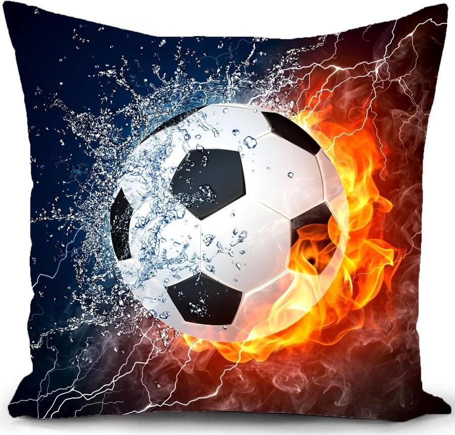 Voetbal Kussenhoes 45 x 45 cm Decoratieve Sierkussen voor Woonkamer en Bank