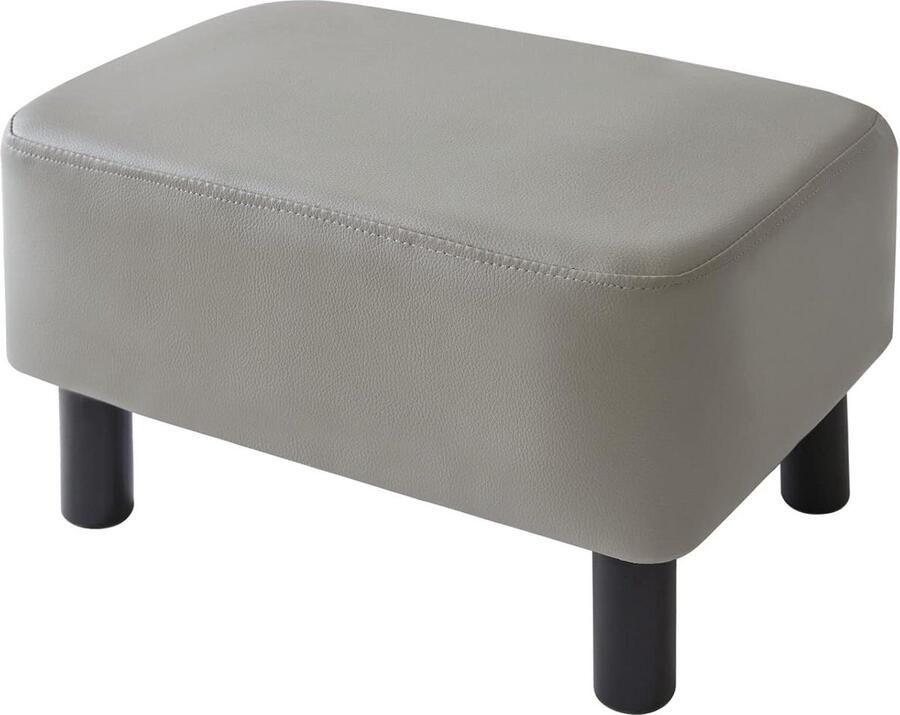 Rechthoekige grijze voetenbank 42 cm stabiele houten poten moderne PU-leder voetsteun woonkamer en slaapkamer HD-HRF-BD211