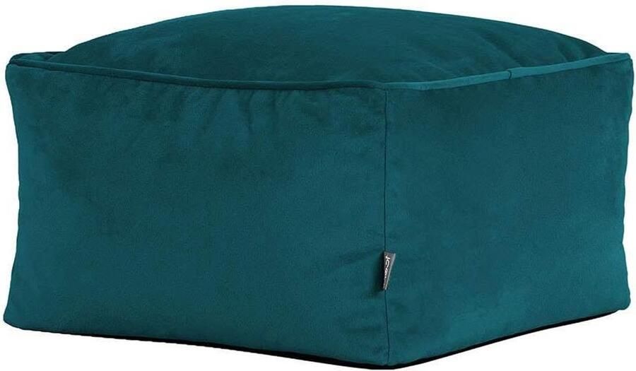 Voetenbank Blauwgroen Fluwelen Stof Zitzak Hocker met Vulling Inbegrepen Comfortabele Stoel Slaapkamer Woonkamer Woonkamermeubilair Amara