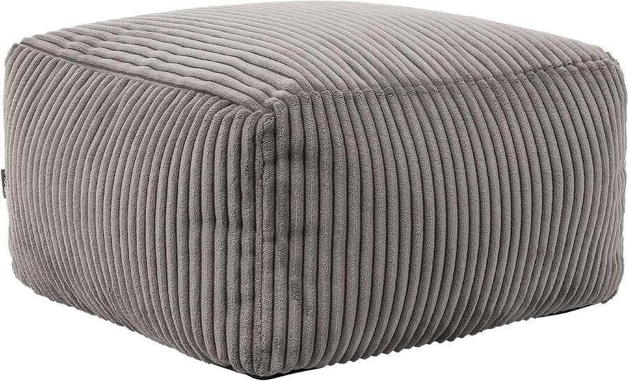 Voetenbank Donkergrijs Corduroy Stof Zitzak Hocker met Vulling Inbegrepen Comfortabele Stoel voor Slaapkamer en Woonkamer