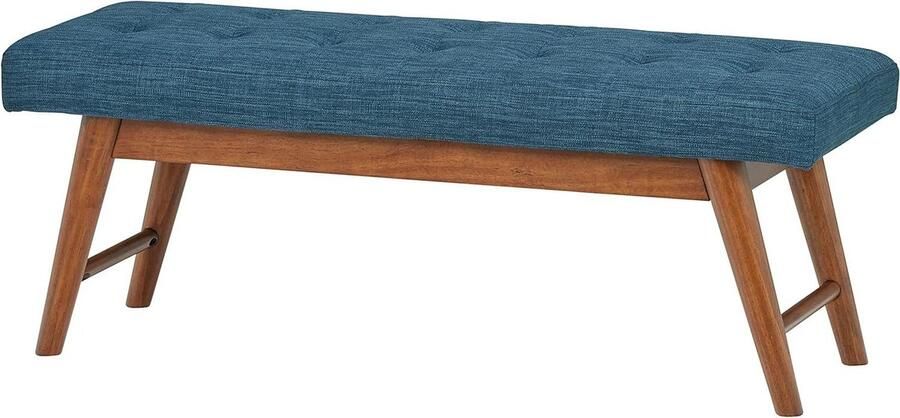 Voetenbank gewatteerd met knopen marineblauw 112 cm breed modern design