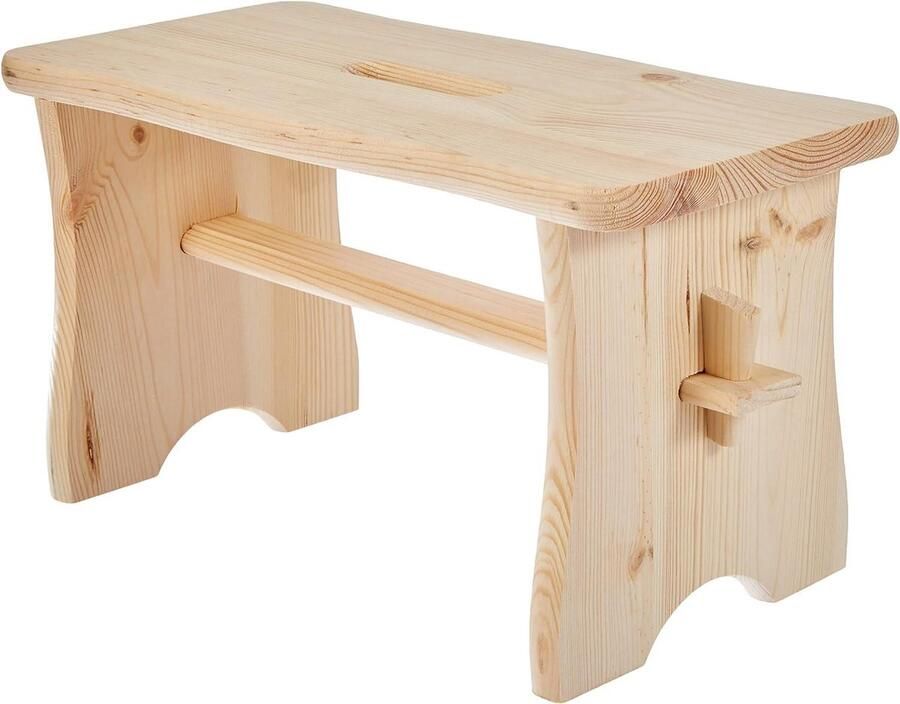 Voetenbank grenen ca. 39x19x21cm Kruk voetenbank Houten kruk voetenbank Comfortabele voetensteun Rustieke uitstraling Houten kruk - Foto 3