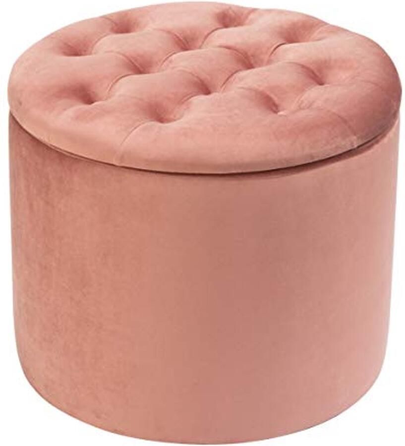 Voetenbank met opbergruimte in poederroze fluweel Ø 18.5 x 49 cm