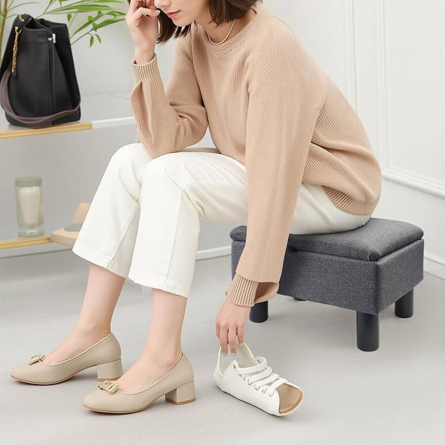 Voetenbank met Opbergruimte Multifunctioneel 1 stuk Linnen 40x30x24 cm